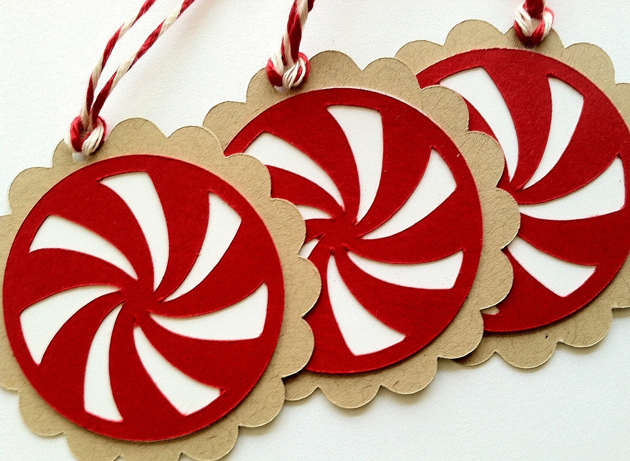 Holiday Peppermint Candy Gift Tags, Christmas Gift Tags, Set Of 6 on Luulla